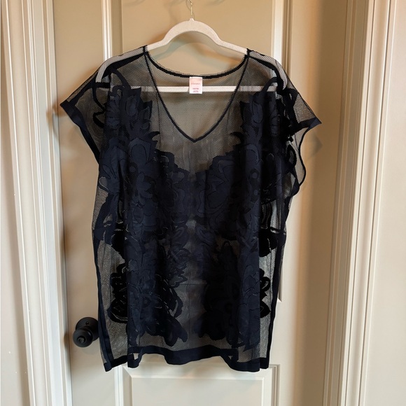 🔴SOLD🔴 Xhilaration Mesh Floral Swim Cover Up Tunic - Picture 1 of 3